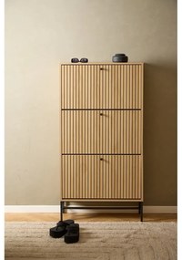 Pantofar în culoare naturală cu deschidere înclinată cu aspect de lemn de stejar 72x140x25 cm Albany – Actona