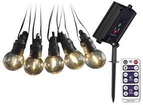 Șir solar LED 10xLED/0,5W/4,5V 12 m 3000K IP44 + telecomandă