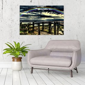 Tablou cu curcubeu deasupa mării (90x60 cm)