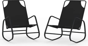 vidaXL Șezlonguri balansoare, 2 buc., negru, oțel și textilenă