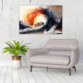 Tablou - În vârtejul potopului, acuarelă (90x60 cm)