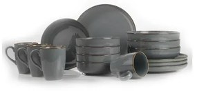 Set de masă, 16 piese, gri/porțelan