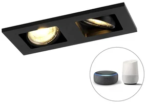 Spot modern inteligent incastrat negru incl. 2 WIFI GU10 - Qure