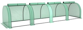 Outsunny Seră Portabilă Tip Tunel 4x1x0.8 m cu 4 Uși cu Fermoar, Acoperire PVC Rezistentă la Apă/UV | Aosom Romania