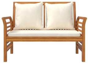 Set mobilier de gradina cu perne, 3 piese, lemn masiv de acacia 2x Canapea cu 2 locuri + masa, 1, Alb crem