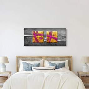 Tablou - Pătratr colorate pe fond negru (120x50 cm)