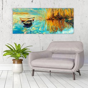 Tablou - Lacul cu bărci (120x50 cm)