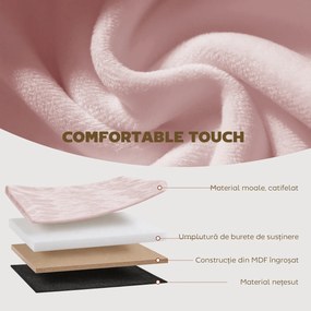 HOMCOM Pouf pliabil cu spațiu de depozitare modern, tapițat cu catifea, 72L, pentru living și dormitor, 76x38x35 cm, Roz | Aosom Romania