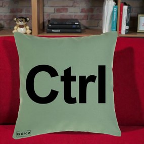 Perna Personalizata Tasta Ctrl Tipografie Bold, 40x40 cm, Verde, Husa Detasabila, Perna Inclusa, BEKZ®