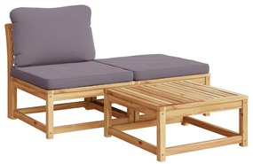 366497 vidaXL Set mobilier de grădină cu perne, 3 piese, lemn masiv acacia