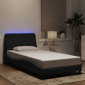 3213839 vidaXL Cadru de pat cu lumini LED, negru, 100x200 cm, catifea