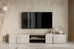 Comodă TV Amilio 220 cm - cashmere / stejar uleiat / mânere cashmere