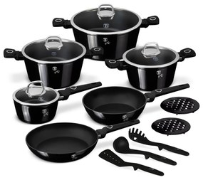 Set oale si tigai cu capace, 15 piese Black Vantage Berlinger Haus BH 8232, antiaderente, inductie, negru, design premium