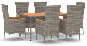 3157539 vidaXL Set mobilier de grădină cu perne, 7 piese, gri, poliratan