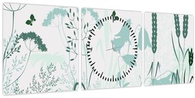 Tablou - Vector pajiște (cu ceas) (90x30 cm)