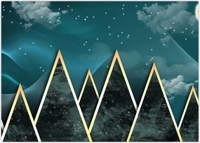 Tablou - Lună plină deasupra munțiilor aurii (70x50 cm)