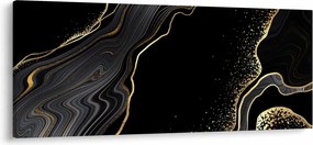 Tablou - Marmură negru - auriu (120x50 cm)