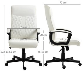 Vinsetto Scaun de Birou cu Spătar Înalt Înălțime Ajustabilă și Funcție de Înclinare 65x65x102-112,5 cm Crem | Aosom Romania