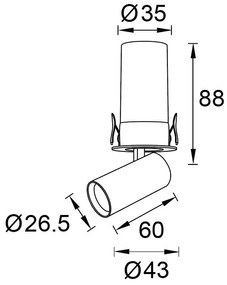 Spot LED 3000K incastrabil GARDA Mini 2,7cm negru