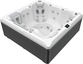 Minipiscina jacuzzi 6 persoane, alb-lucios, 43 jeturi, Infinity jets, LED, 215 215 cm, Wellis Atlas Life Essential