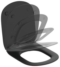 Capac WC Ideal Standard Tesi slim,inchidere lenta, negru mat - T3527V3