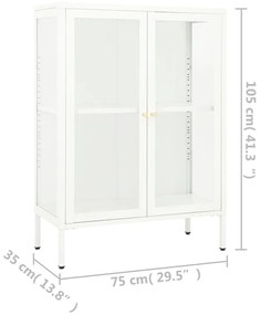 Servanta, alb, 75x35x105 cm, otel si sticla 1, Alb