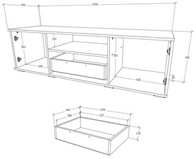 Comoda haaus Rio, Antracit/Stejar Wotan, L 150 cm