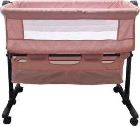 Patut copii transformabil in balansoar bebe Baby Care™ Co-Sleeper, Cu plasa insecte si cosulet depozitare, Design modern, 4 roti cu frana, Dimensiuni