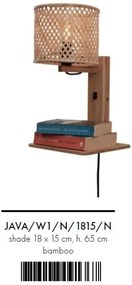 Aplica de perete eco din bambus cu polita Java shelf nat/18x15, nat