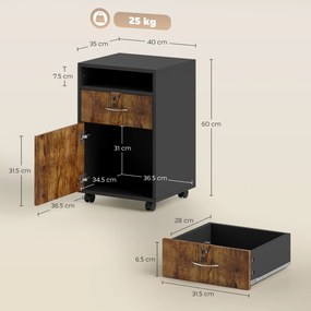 HOMCOM Dulap de Birou cu Raft Deschis, Sertar și Dulăpior, Maro | Aosom Romania