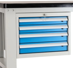 Masa atelier Solid MDF-43, 150 cm, 2 cutii suspendate, negru