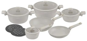 Set oale marmorate cu capace 12 peise Klausberg KB-7969, crem