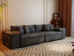 Canapea extensibilă dumonde cu ladă de depozitare si sezut confortabil din spuma high-density, Marbela Euphoria Black XXL 295x100 cm