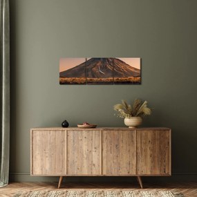 Tablou oglindirea muntelui Taranaki, Noua Zeelanda (cu ceas) (90x30 cm)