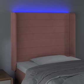 Tablie de pat cu LED, roz, 103x16x118 128 cm, catifea 1, Roz, 103 x 16 x 118 128 cm