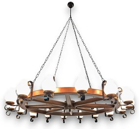 Candelabru rustic fabricat manual din lemn Roata 16L