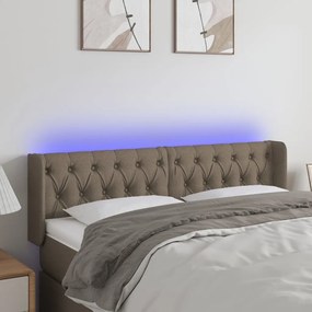 3123574 vidaXL Tăblie de pat cu LED, gri taupe, 147x16x78/88 cm, textil