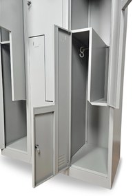 Dulap metalic Z, 3 compartimente, 120 x 50 x 180 cm, broasca cilindrica, gri deschis - ral 7035