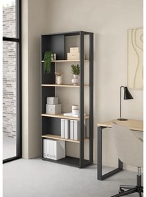Bibliotecă gri antracit/cu aspect de lemn de stejar 80x205 cm Sign – Tvilum