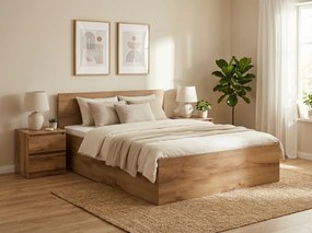 Pat SOFIA 120 x 200 cm, stejar artisan Saltele: Cu saltele Somnia 18 cm, Somiera pat: Cu lamele drepte