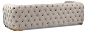 Canapea tapitata Chester 3 Velvet - Beige/Gold