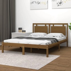 3105538 vidaXL Cadru de pat, maro miere, 140x200 cm, lemn masiv