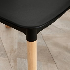 HOMCOM Set de 4 scaune stil scandinav cu spătar înalt, șezut din polipropilenă, picioare din lemn de fag 48 x 52,5 x 83 cm negru | Aosom Romania