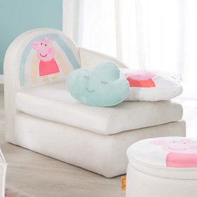 Canapea pentru copii albă cu tapițerie din catifea 75 cm Peppa Pig – Roba