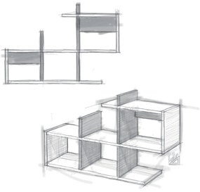 Raft de perete Lagomood Eny - White, Oak