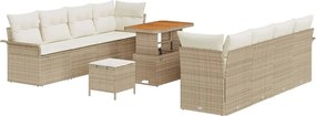 vidaXL Set de canapele pentru grădină cu pernă 11 pcs Bej și crem