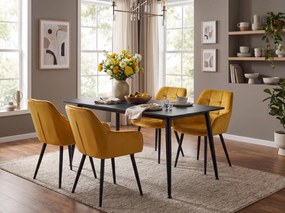 Masa de dining RION 130x70 cm cu blat ceramic, marmura neagra