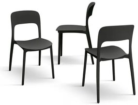 PAZZO DESIGN Set de 4 scaune Luana negru din polipropilenă | Aosom Romania