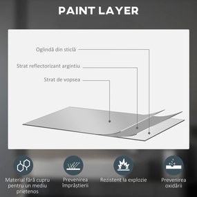 Kleankin Oglinda de Baie Rotunda cu Lumina LED in 3 Culori si intrerupatoare Touch, Ø70x3.5 cm, Transparent | Aosom Romania