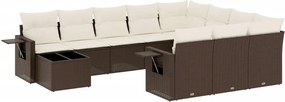 vidaXL Set canapele de grădină cu perne, 11 piese, maro, poliratan